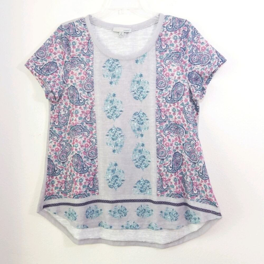 Luukse paisley high low t-shirt tunic top tee XL